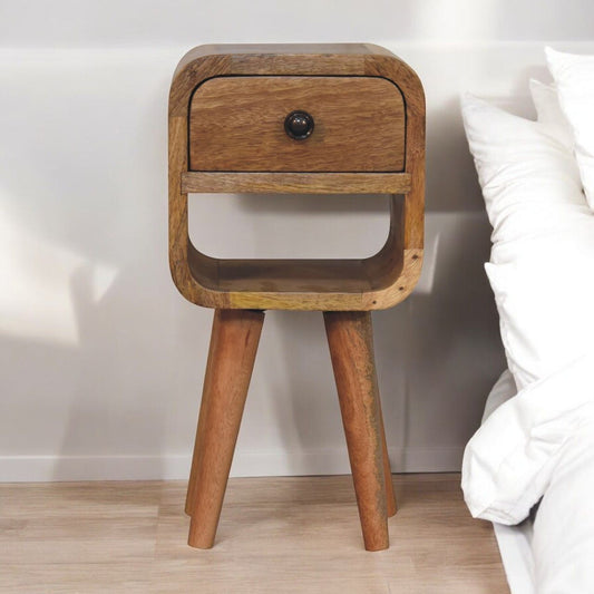 Mini California Curved Nightstand Wth Lower Slot - The Sleep Loft - Online Mattress Showroom NYC