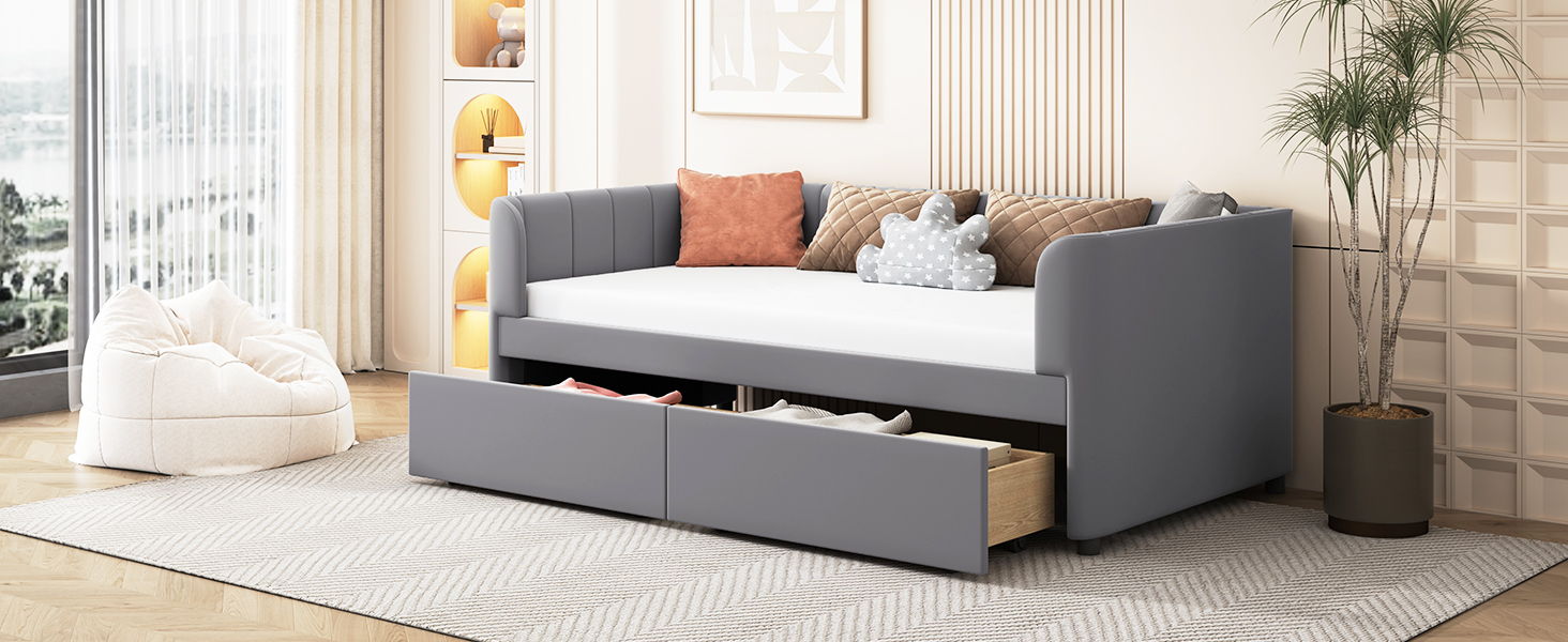 Upholstered Daybed With Ergonomic Design Backrest - The Sleep Loft - Online Mattress Showroom NYC