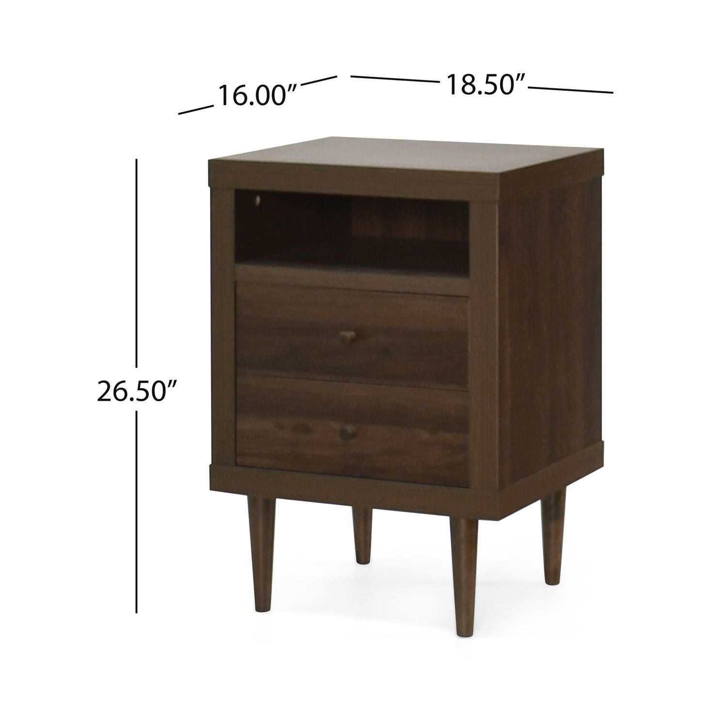 Nystrom - Mid Century Modern 2 Drawer Nightstand - The Sleep Loft - Online Mattress Showroom NYC
