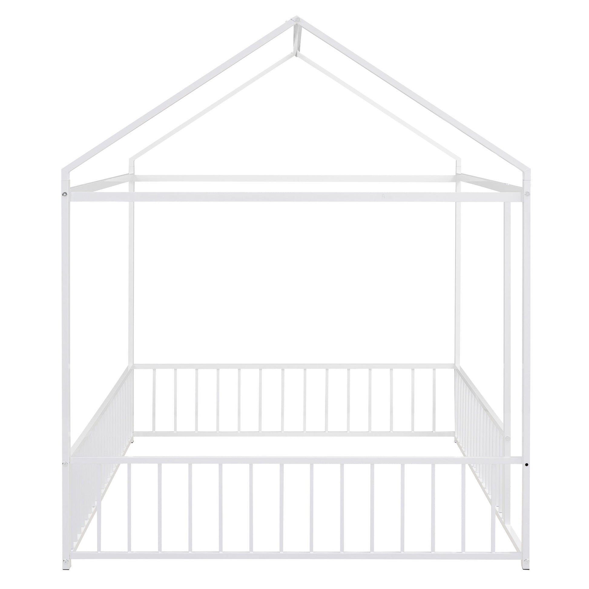 Metal Bed House Bed Frame With Fence - The Sleep Loft - Online Mattress Showroom NYC