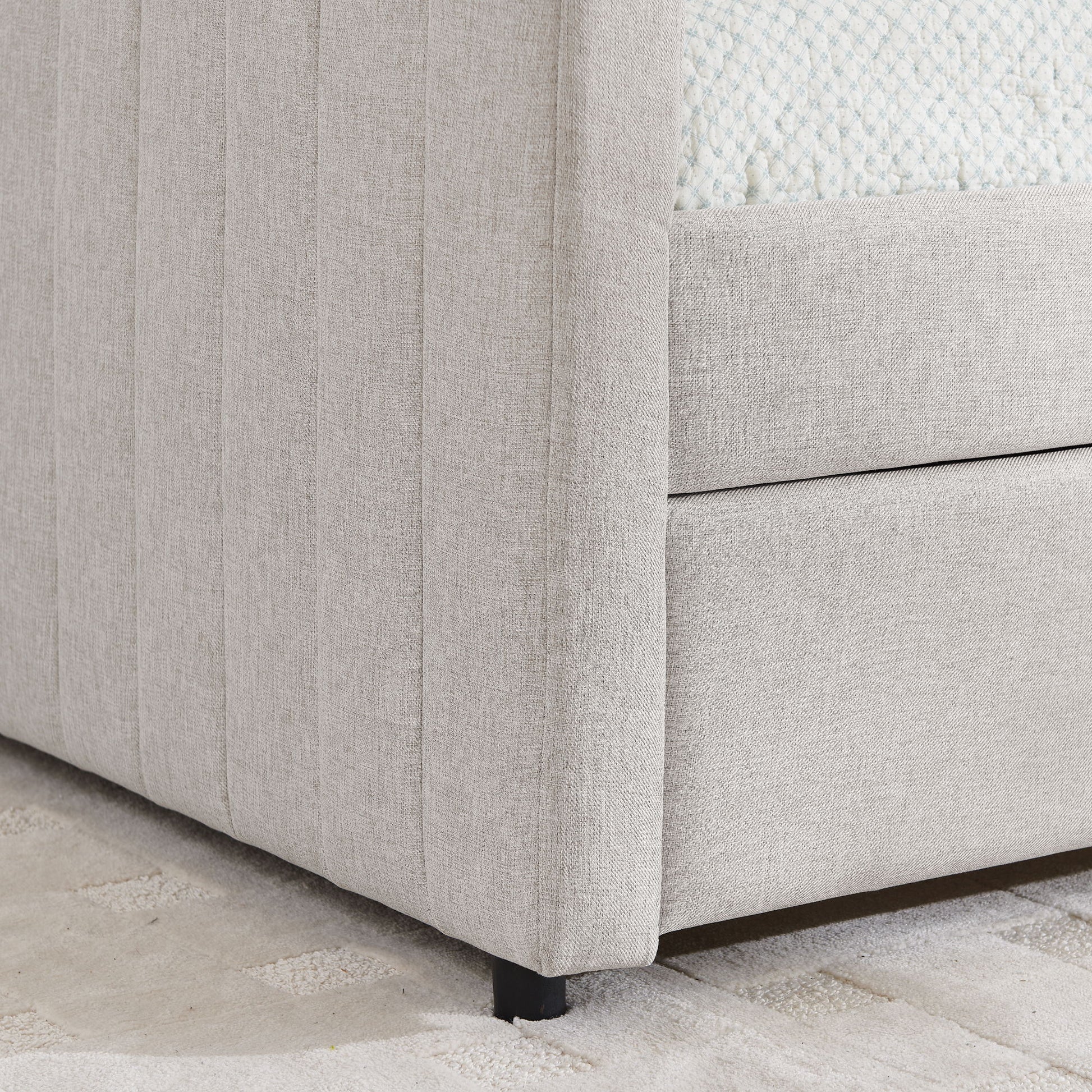 Upholstered Daybed With Trundle With Vertical Stripes - The Sleep Loft - Online Mattress Showroom NYC