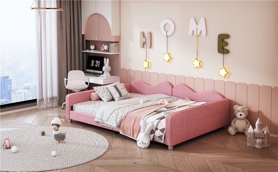 Upholstered Daybed, Sherpa Fabric Sofabed With Cloud-Shaped Backrest - The Sleep Loft - Online Mattress Showroom NYC