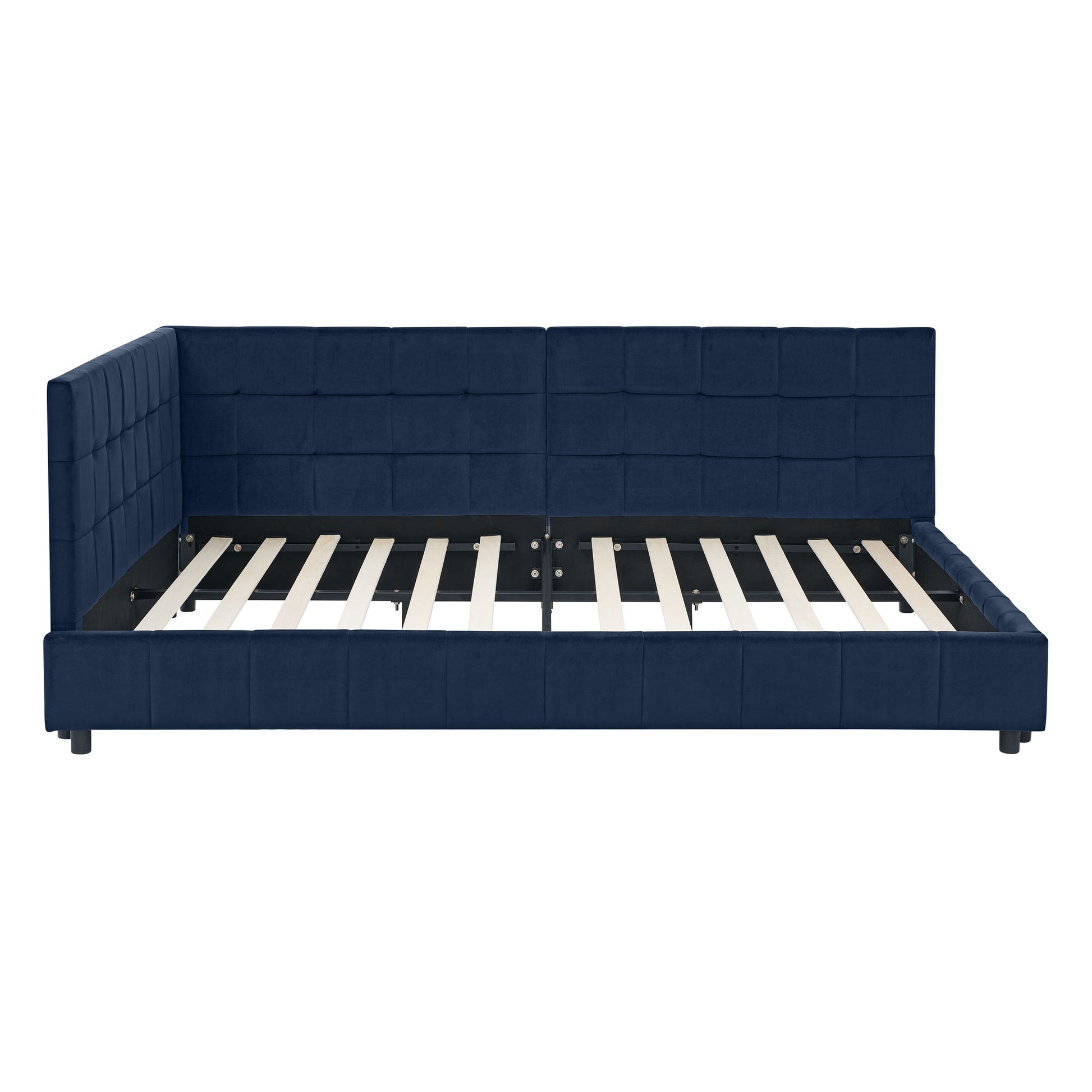 Mid-Century Storage Upholstered Tufted Bed Frame With Backrest And Armrests - The Sleep Loft - Online Mattress Showroom NYC