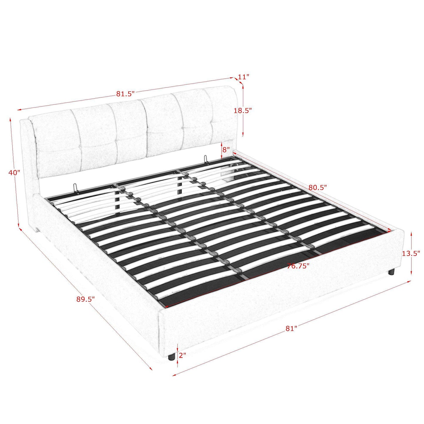 Storage Upholstered Hydraulic Platform Bed With Integrated Headboard - The Sleep Loft - Online Mattress Showroom NYC