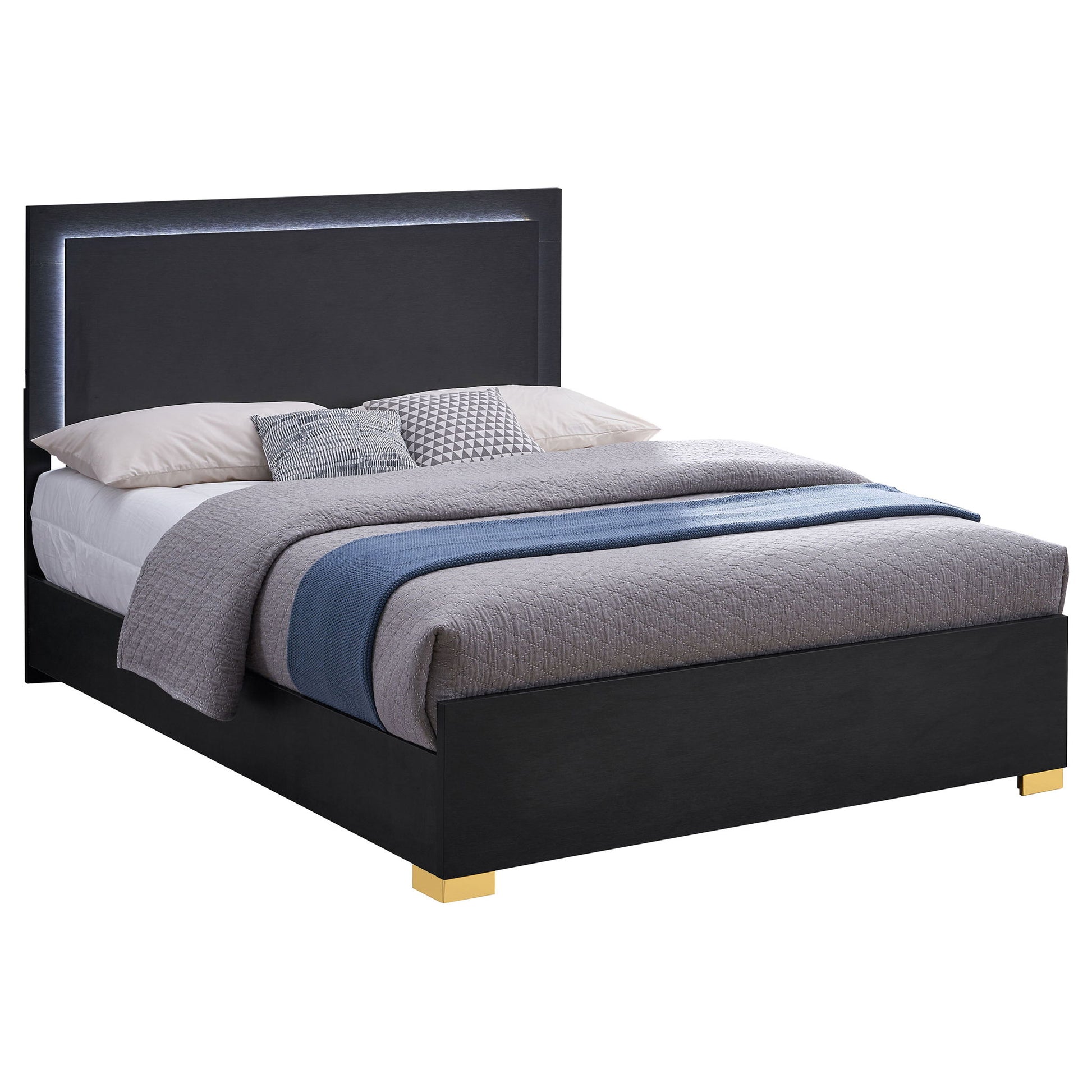 Medici - Eastern King LED Headboard Bed - Black - The Sleep Loft - Online Mattress Showroom NYC