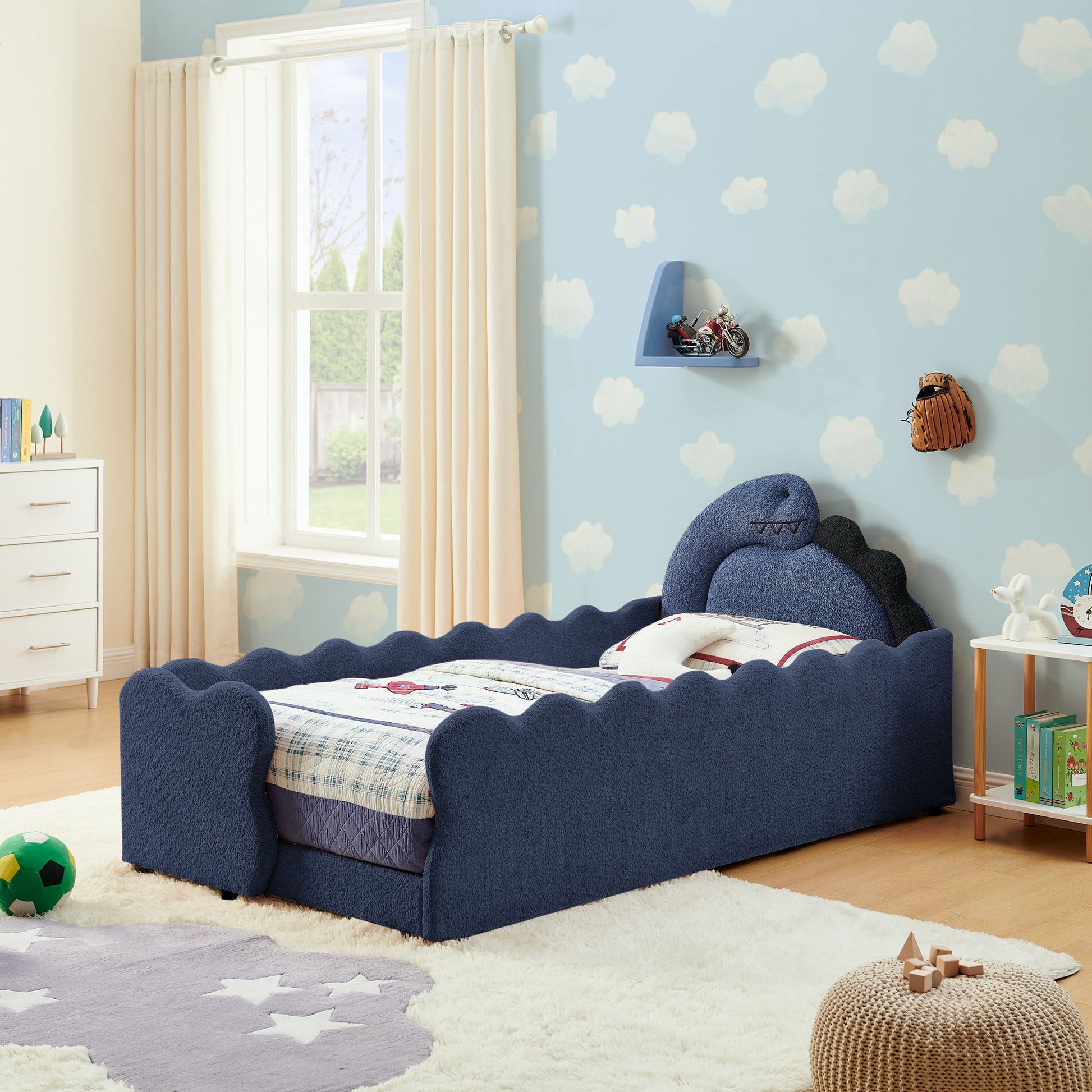 Cute Dinosaur Shaped Bed With Safety Guardrail, Toddler Frame - The Sleep Loft - Online Mattress Showroom NYC