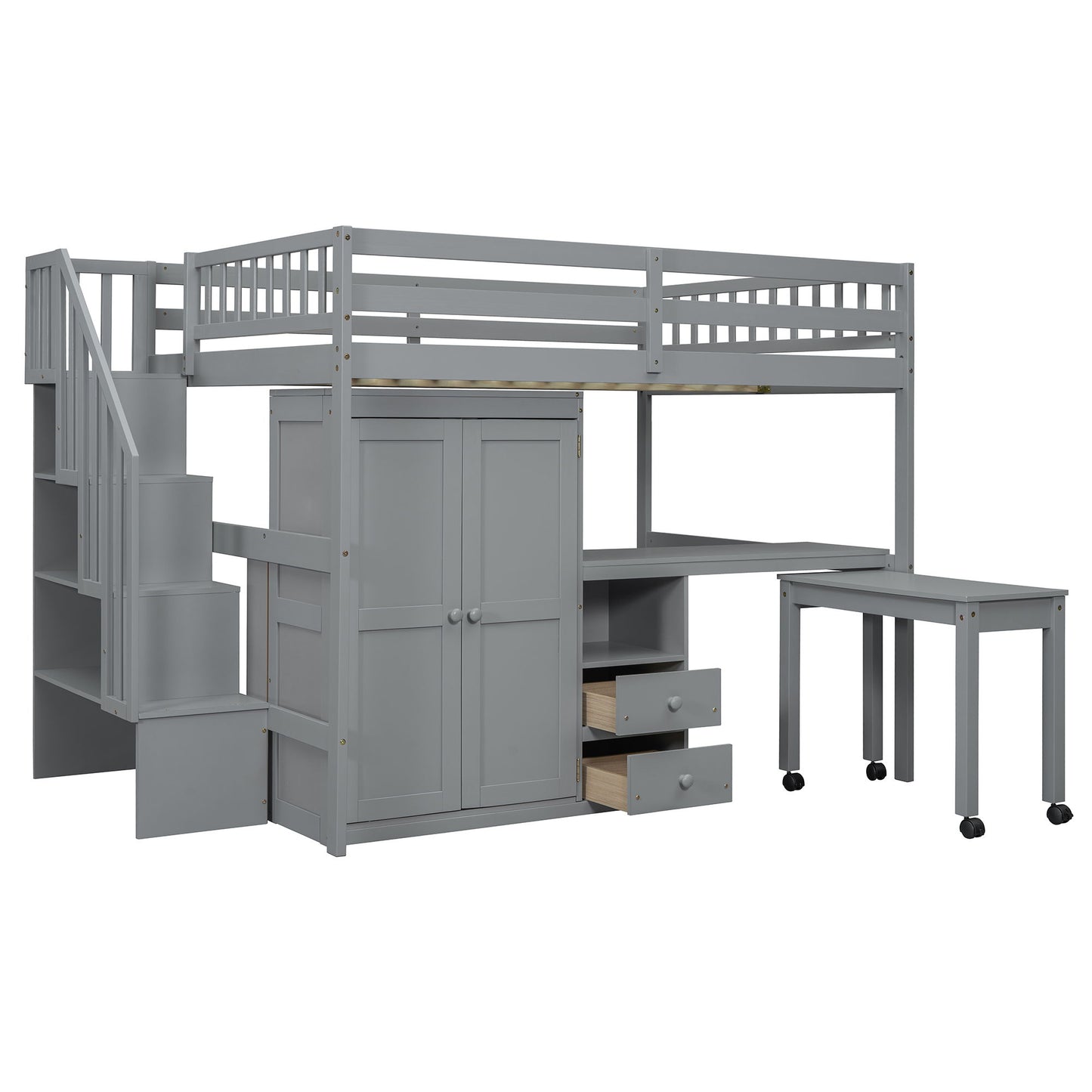 Loft Bed With Stairs, Bookshelf, Drawers, Desk & Wardrobe, Space Saving Multifunctional Furniture - The Sleep Loft - Online Mattress Showroom NYC