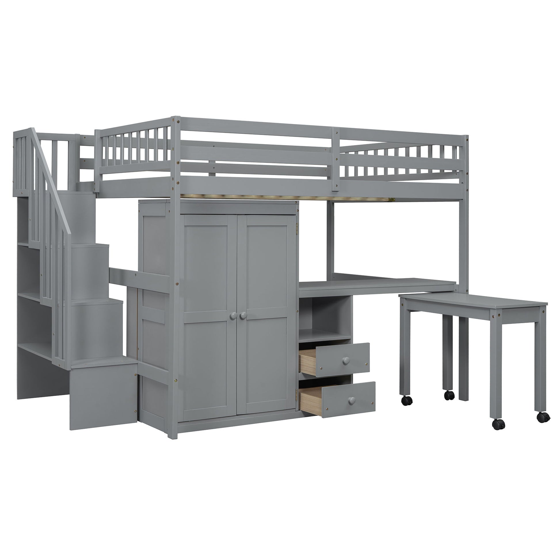 Loft Bed With Stairs, Bookshelf, Drawers, Desk & Wardrobe, Space Saving Multifunctional Furniture - The Sleep Loft - Online Mattress Showroom NYC