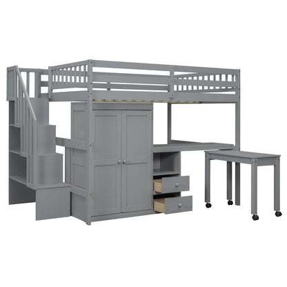 Loft Bed With Stairs, Bookshelf, Drawers, Desk & Wardrobe, Space Saving Multifunctional Furniture - The Sleep Loft - Online Mattress Showroom NYC