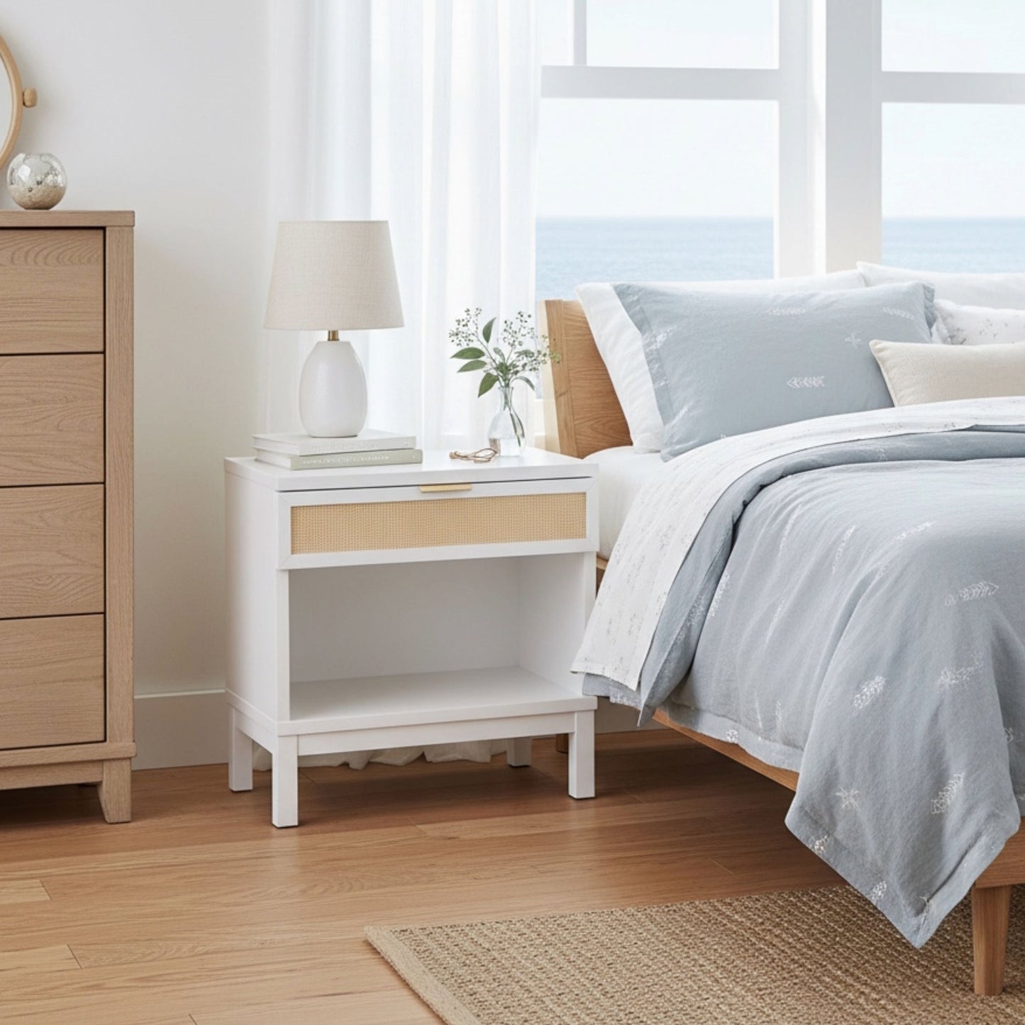 Blake - 1 Drawer Nightstand - White - The Sleep Loft - Online Mattress Showroom NYC