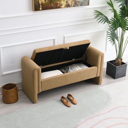 Modern Teddy Upholstered Large Bed End Bench With Arms And Storage - The Sleep Loft - Online Mattress Showroom NYC