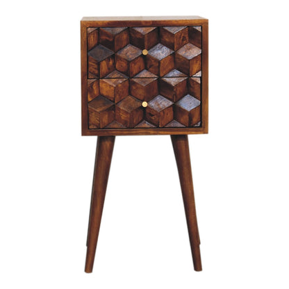 Mini Cube Carved 2 Drawer Nightstand - The Sleep Loft - Online Mattress Showroom NYC