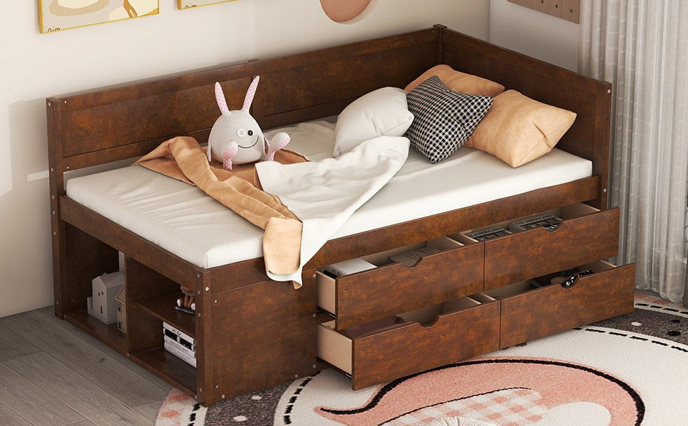 Daybed With Drawers And Shelves - The Sleep Loft - Online Mattress Showroom NYC