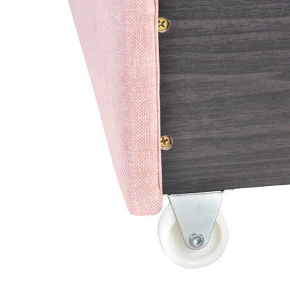 Queen Size Storage Bed Linen Upholstered Platform Bed & Two Drawers - Pink - The Sleep Loft - Online Mattress Showroom NYC