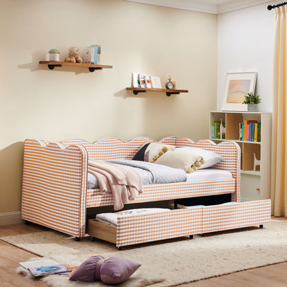 Gingham Daybed With USB Charging Port, Wave-Shaped Design - The Sleep Loft - Online Mattress Showroom NYC