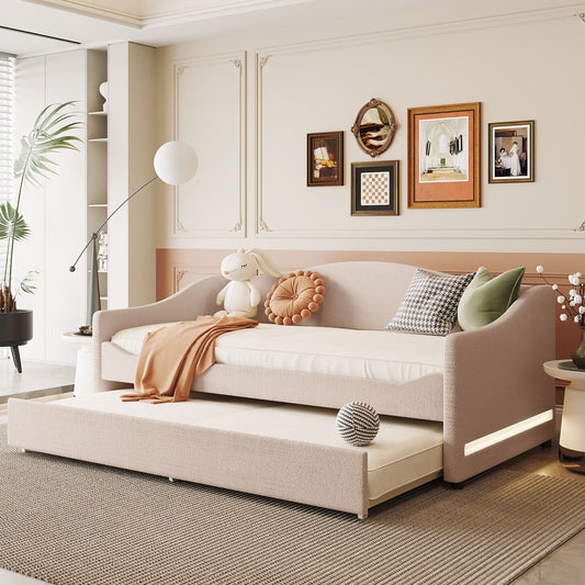 Design Upholstered Daybed With Light And Trundle - The Sleep Loft - Online Mattress Showroom NYC