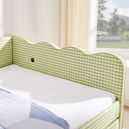 Gingham Daybed With USB Charging Port, Wave-Shaped Design - The Sleep Loft - Online Mattress Showroom NYC