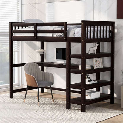 Loft Bed With Storage Shelves And Under Bed Desk - The Sleep Loft - Online Mattress Showroom NYC