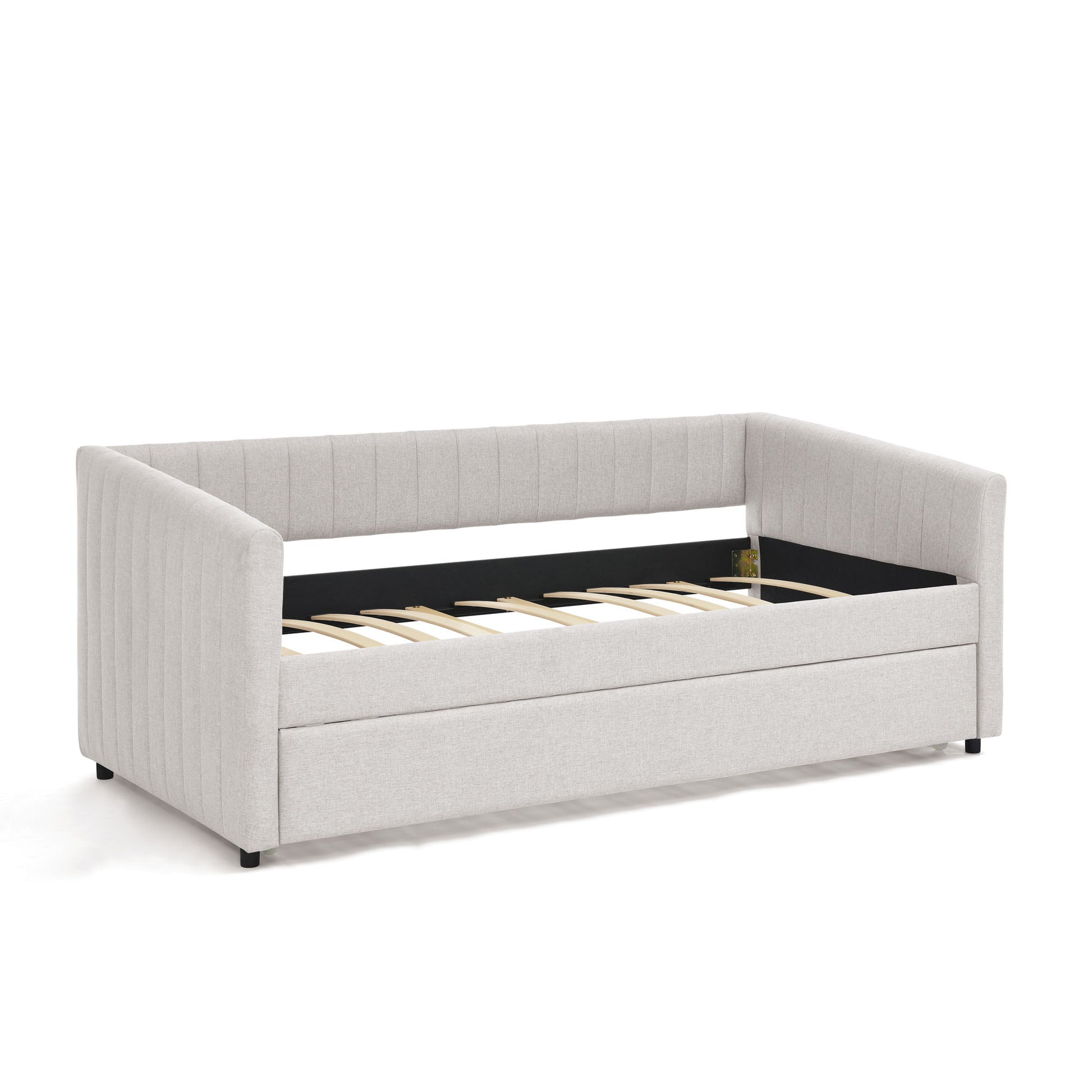 Upholstered Daybed With Trundle With Vertical Stripes - The Sleep Loft - Online Mattress Showroom NYC