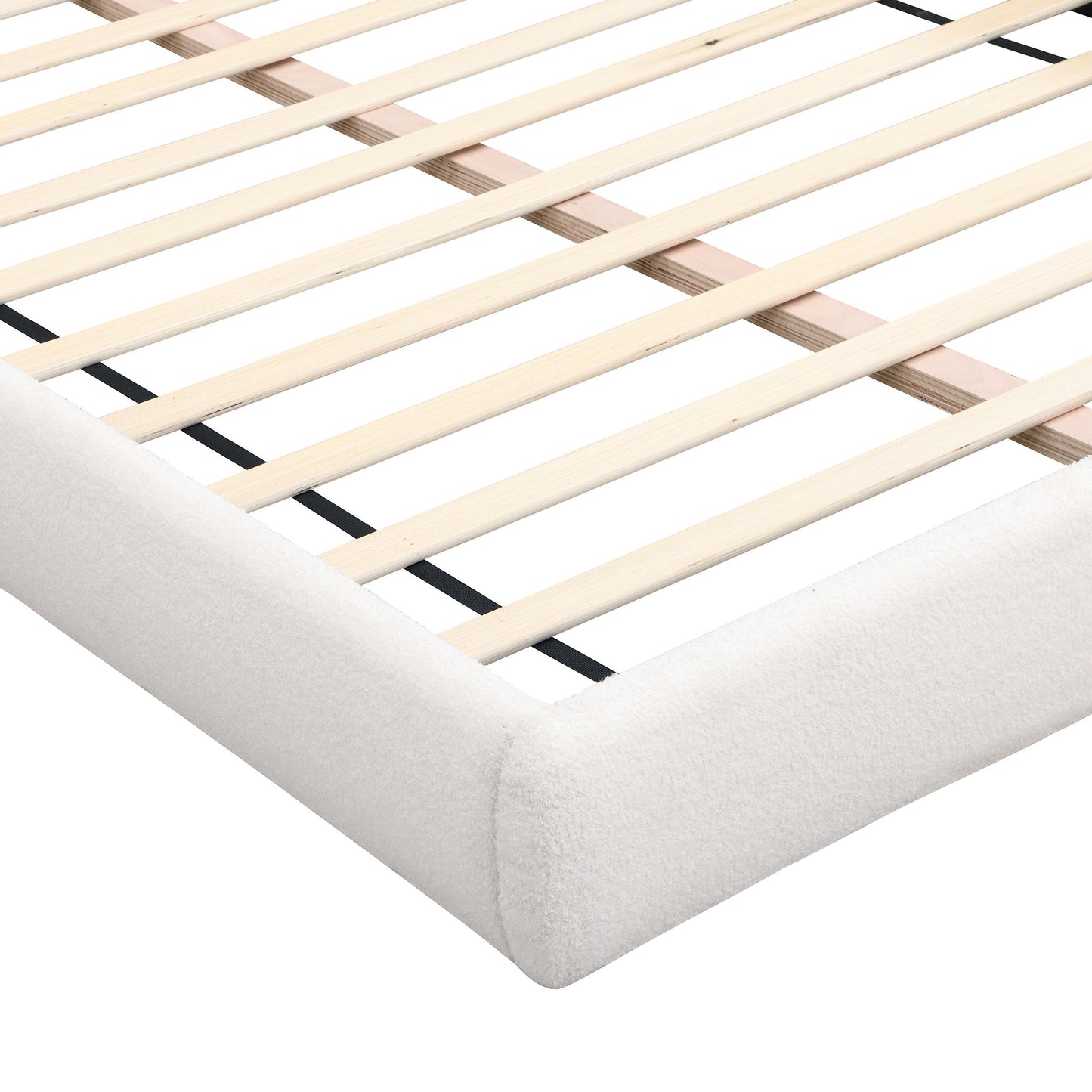 Queen Arched Bed With Small Table, Floor Standing Design - Beige - The Sleep Loft - Online Mattress Showroom NYC