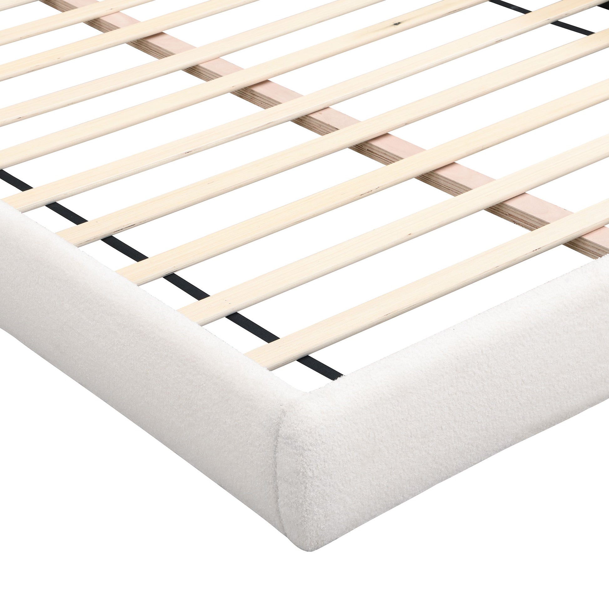 Queen Arched Bed With Small Table, Floor Standing Design - Beige - The Sleep Loft - Online Mattress Showroom NYC