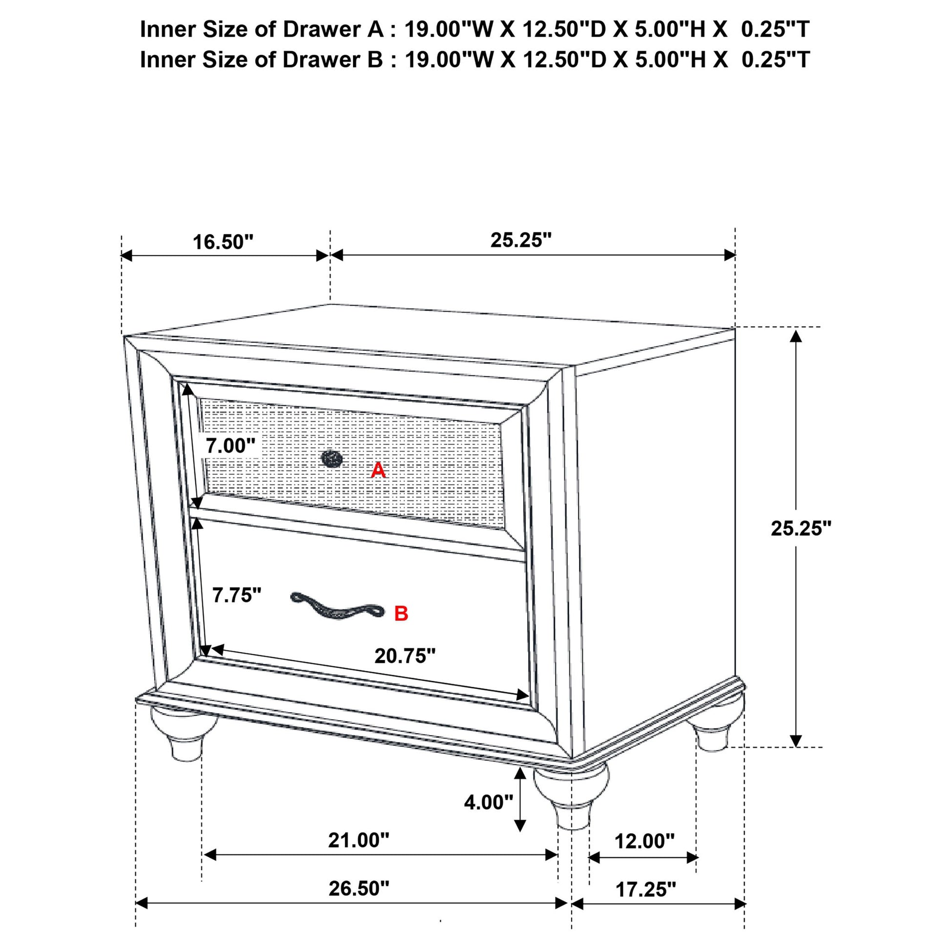 Barzini - 2 Drawer Nightstand Storage - White - The Sleep Loft - Online Mattress Showroom NYC
