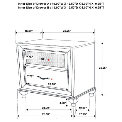 Barzini - 2 Drawer Nightstand Storage - White - The Sleep Loft - Online Mattress Showroom NYC