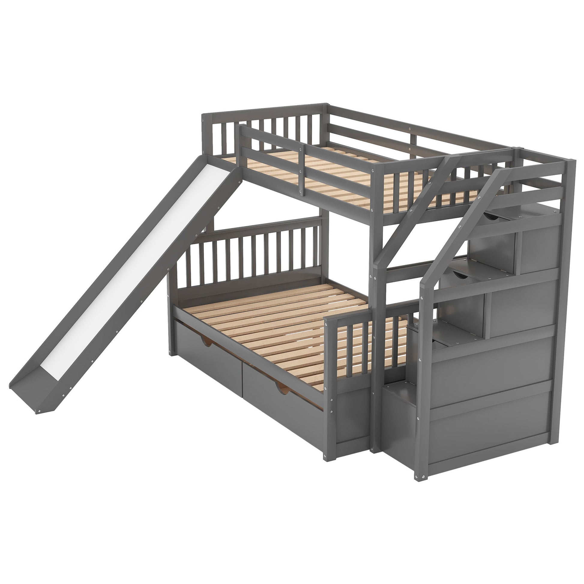 Bunk Bed With Storage Staircase, Slide, Desk, Drawers, And Shelves - The Sleep Loft - Online Mattress Showroom NYC