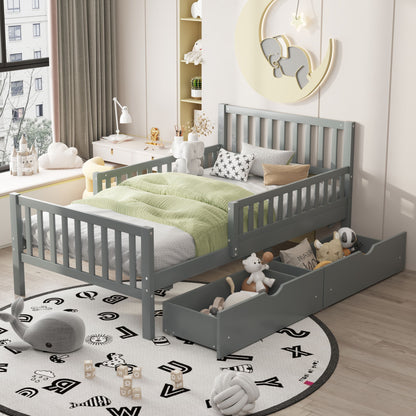 Platform Bed With Guardrails On Both Sides And 2 Storage Drawers - The Sleep Loft - Online Mattress Showroom NYC