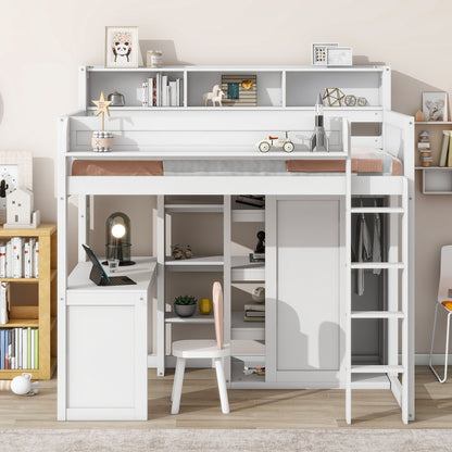 Loft Bed With Built In Desk, Storage Shelves, And Wardrobe - The Sleep Loft - Online Mattress Showroom NYC