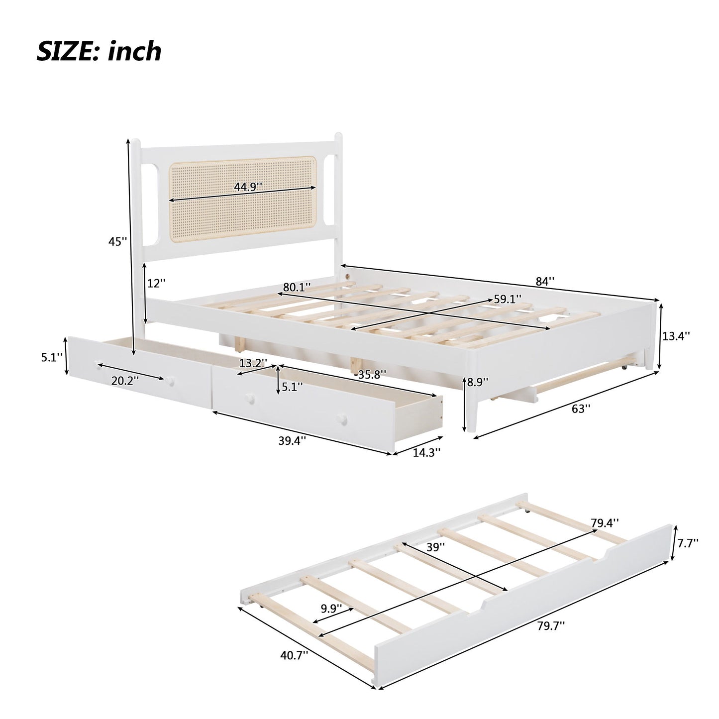 Platform Bed With 2 Big Drawers & Trundle - The Sleep Loft - Online Mattress Showroom NYC