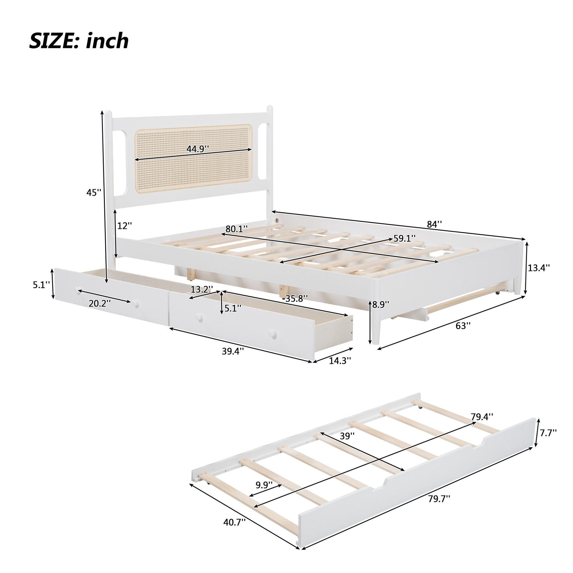 Platform Bed With 2 Big Drawers & Trundle - The Sleep Loft - Online Mattress Showroom NYC