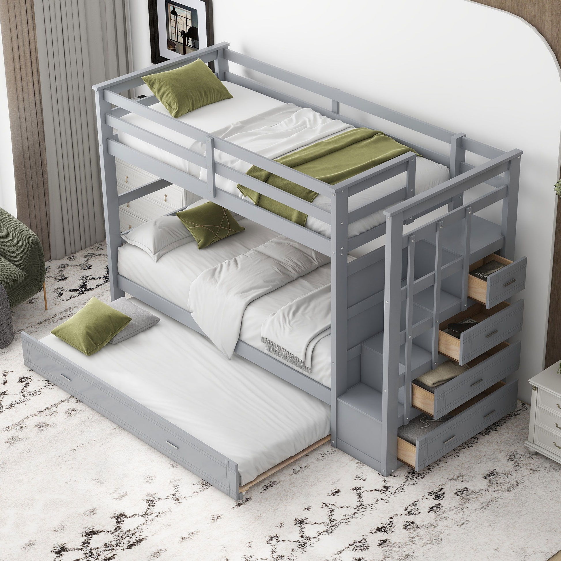Bunk Bed With Trundle And Staircase - The Sleep Loft - Online Mattress Showroom NYC