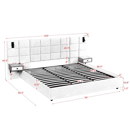 Upholstered Hydraulic Platform Bed With Storage Shelves, Reading Lamps, USB Port - The Sleep Loft - Online Mattress Showroom NYC