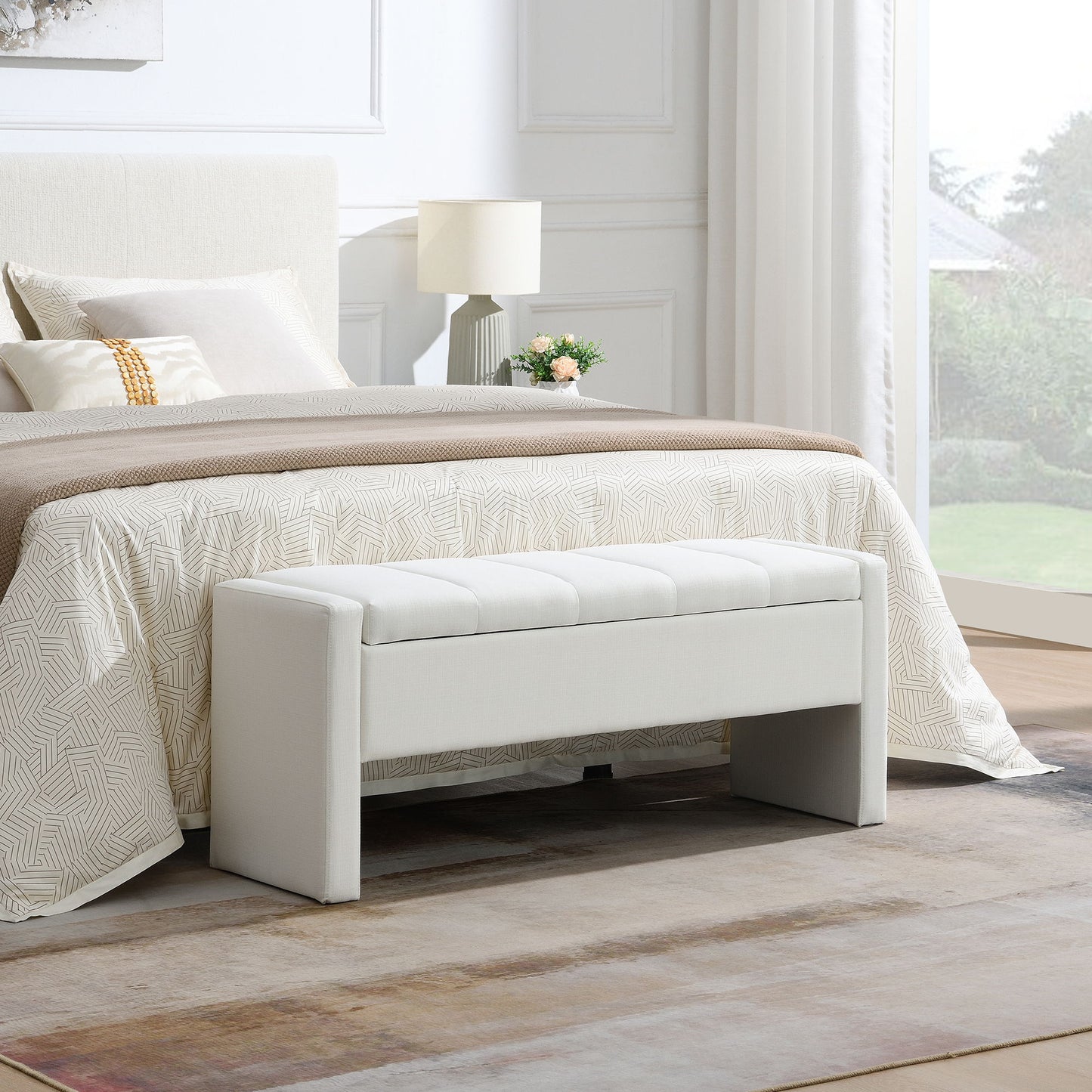 Modern Upholstered Large Bed End Bench With Storage - The Sleep Loft - Online Mattress Showroom NYC