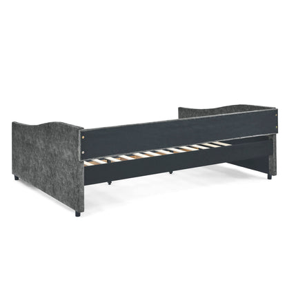 Upholstered Tufted Daybed With 2 Drawers, Waved Arms - The Sleep Loft - Online Mattress Showroom NYC