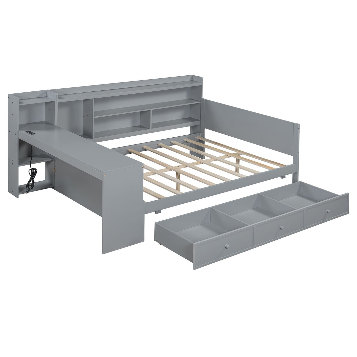 Daybed With 3 Drawers USB Ports And Desk - The Sleep Loft - Online Mattress Showroom NYC
