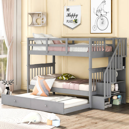 Stairway Bunk Bed With Storage And Guard Rail For Bedroom - The Sleep Loft - Online Mattress Showroom NYC