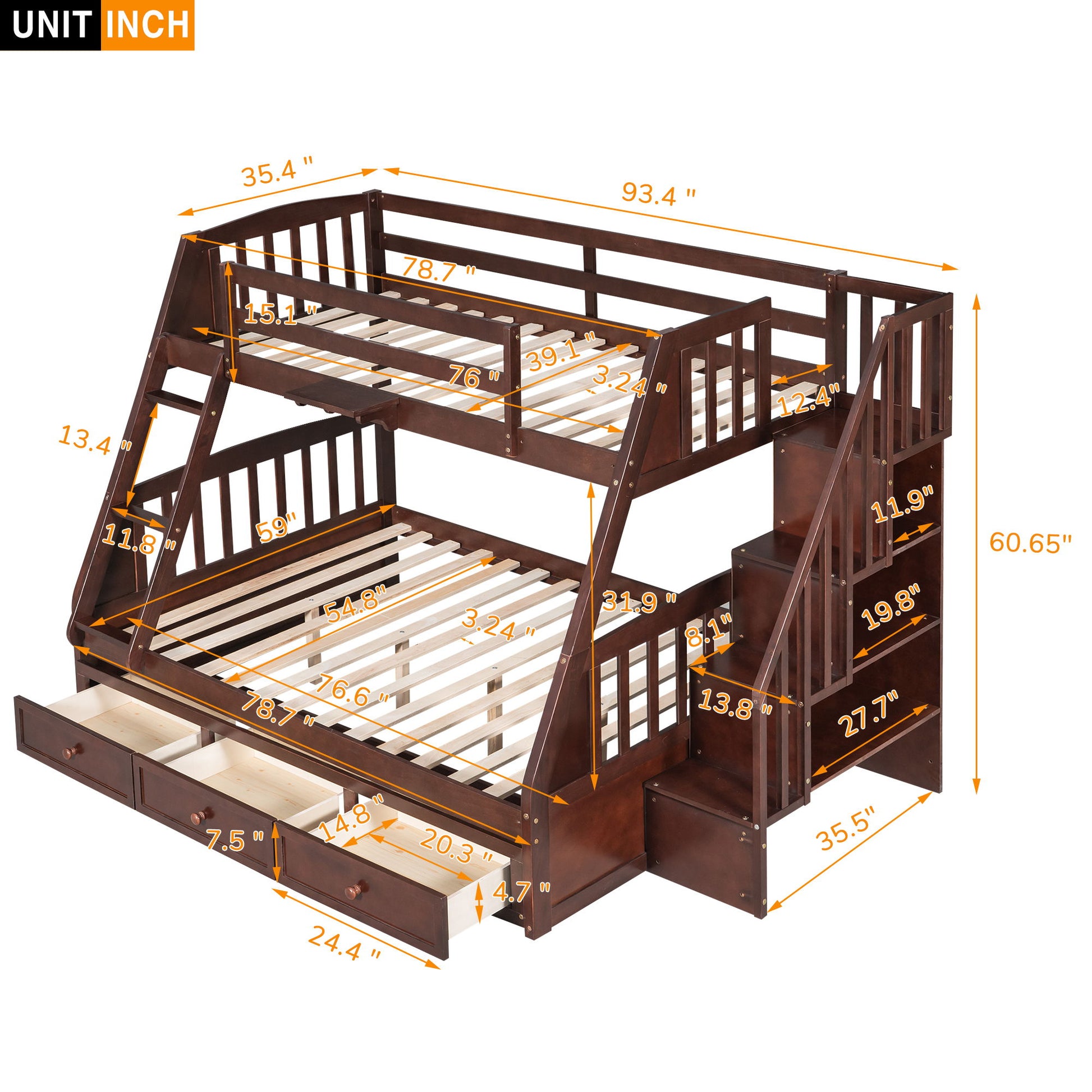 Bunk Bed With Drawers, Ladder And Storage Staircase - The Sleep Loft - Online Mattress Showroom NYC