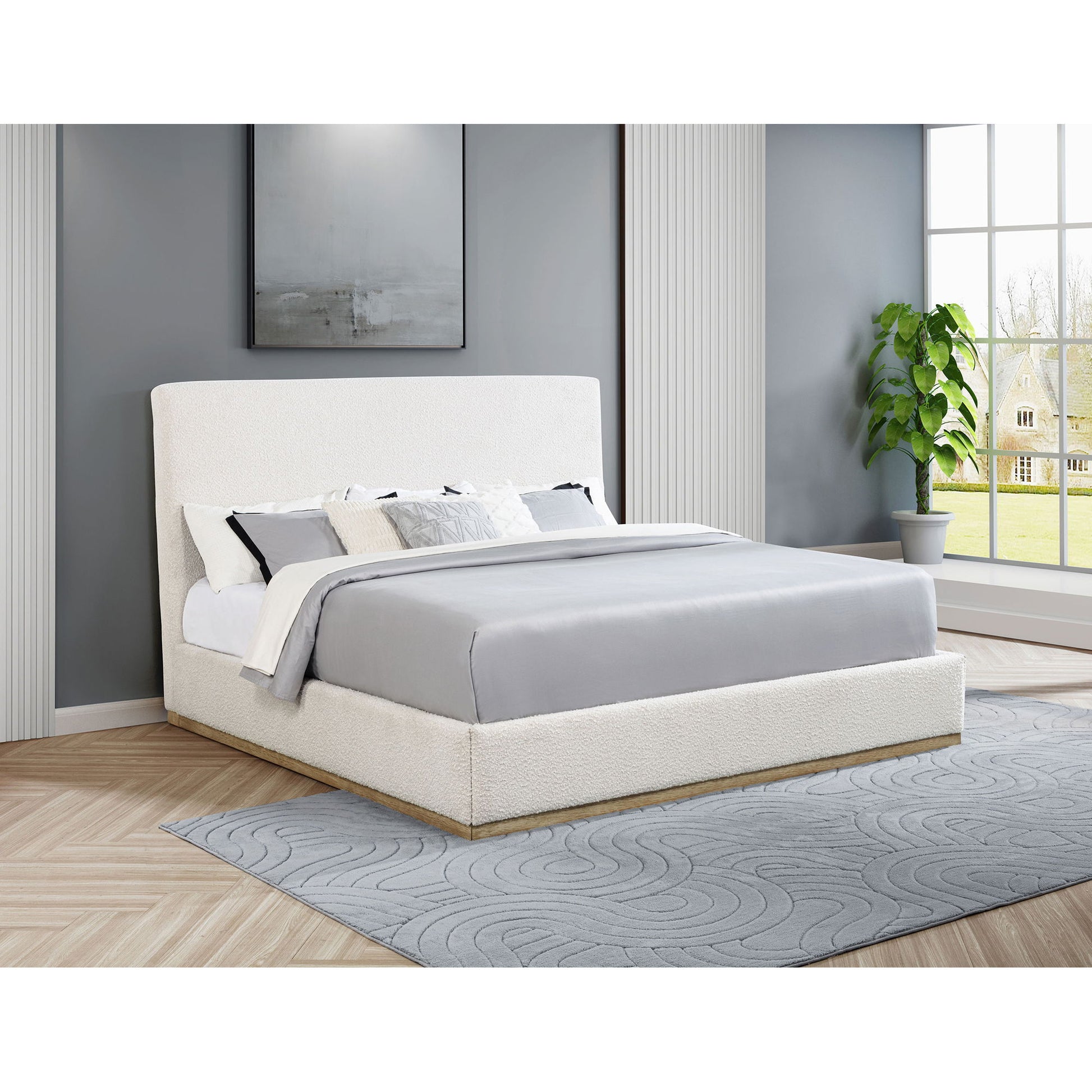 Talbot - Eastern King Platform Bed With Elevated Headboard - Cream - The Sleep Loft - Online Mattress Showroom NYC