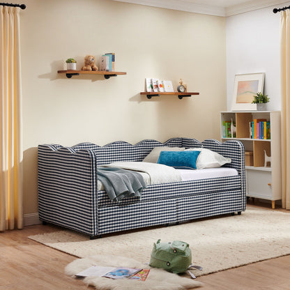 Gingham Daybed With USB Charging Port, Wave-Shaped Design - The Sleep Loft - Online Mattress Showroom NYC