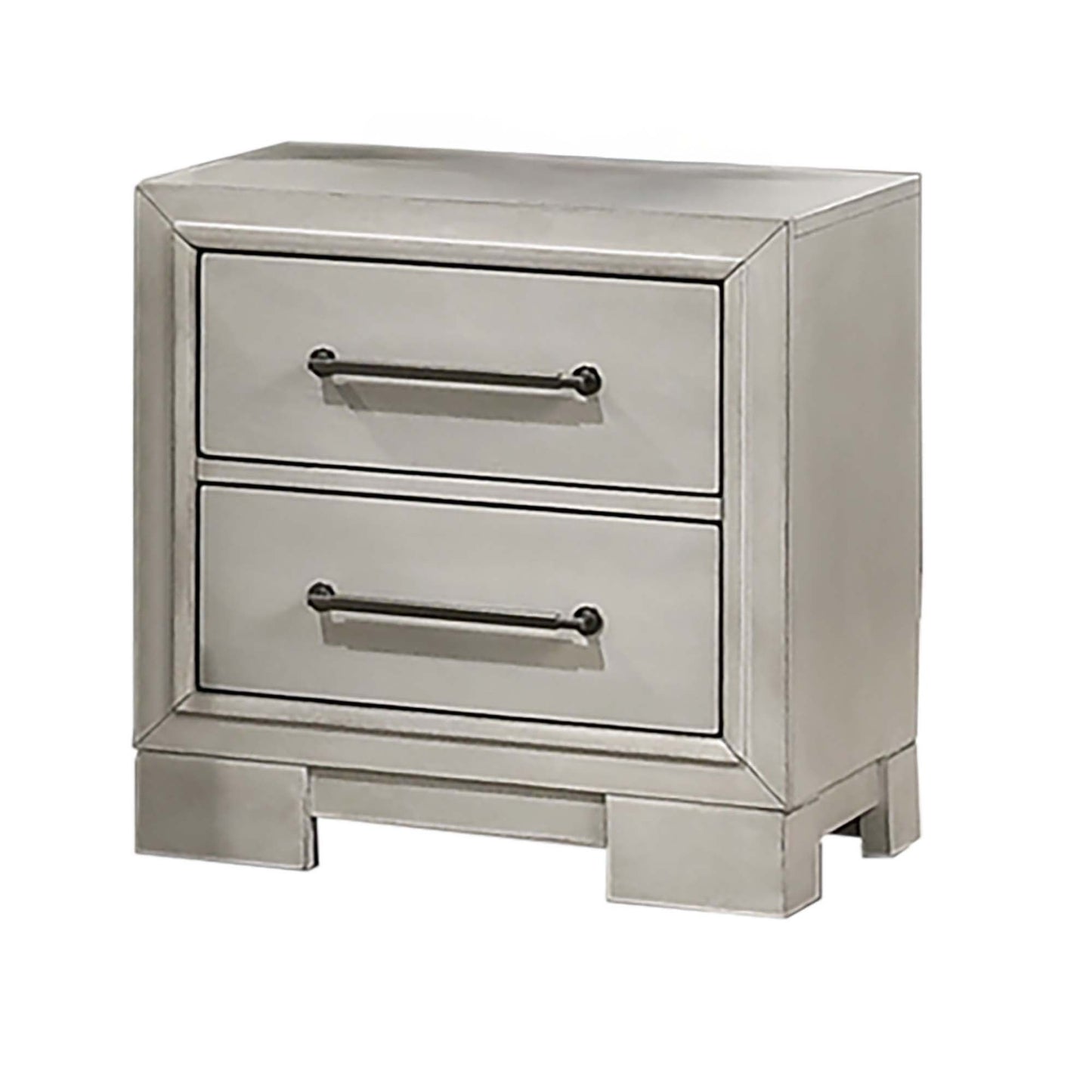 Nightstand With Square Legs And Sleek Handles - Antique White