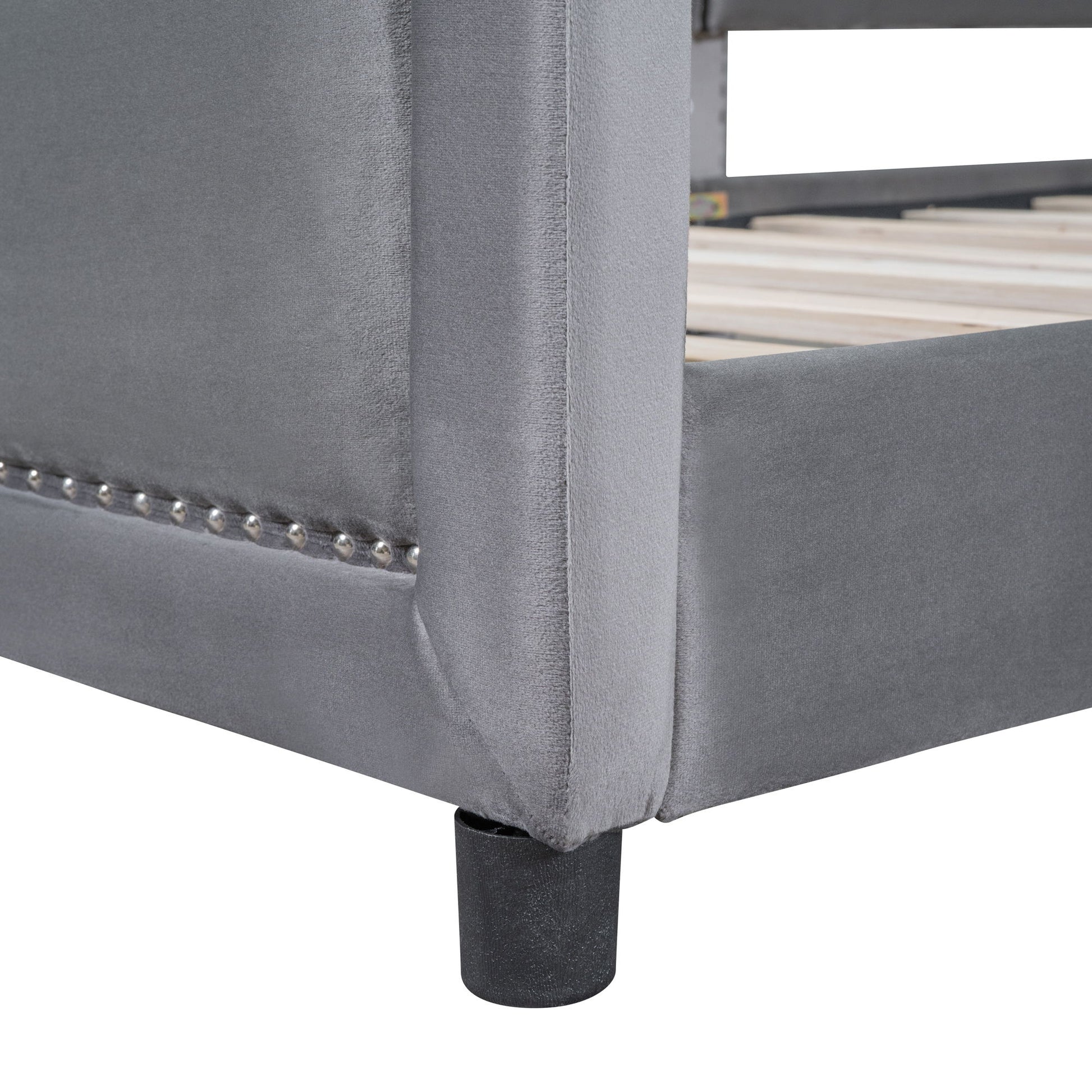 Upholstered Daybed With Classic Stripe Shaped Headboard - The Sleep Loft - Online Mattress Showroom NYC
