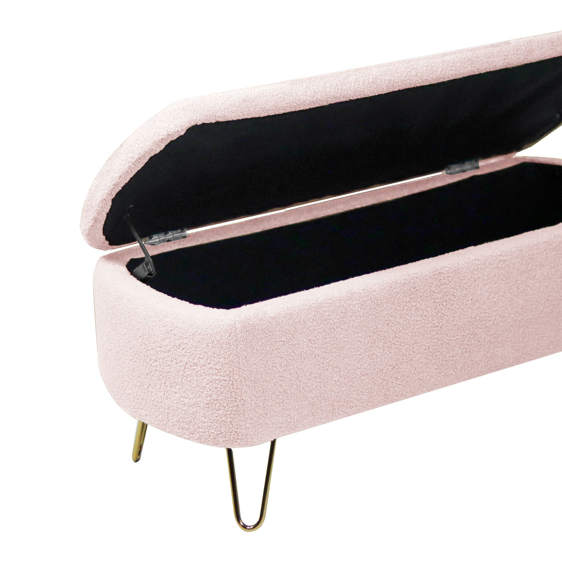 Storage Ottoman Bench For End Of Bed Legs, Modern Camel Faux Fur Entryway Bench Upholstered Padded With Storage For Living Room Bedroom - The Sleep Loft - Online Mattress Showroom NYC