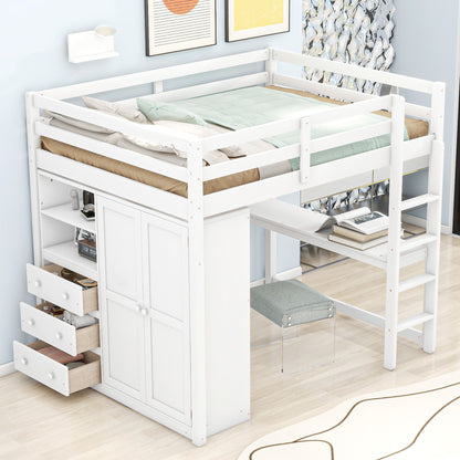 Loft Bed With Built In Wardrobe, Shelves And Drawers - The Sleep Loft - Online Mattress Showroom NYC