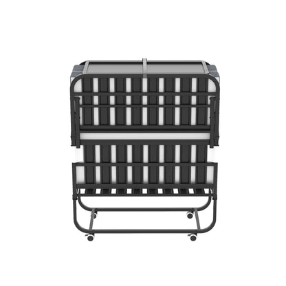 Twin Folding Bed With Adjustable Headboard, Memory Foam For Tall People, Heavy-Duty Portable On Wheels, Easy Assembly - Black - The Sleep Loft - Online Mattress Showroom NYC