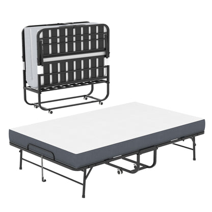 Twin Wide Folding Bed For Tall People, Extra Long & Wide Rollaway With Memory Foam, Heavy-Duty Capacity Guest, Spacious Portable Cot - Black - The Sleep Loft - Online Mattress Showroom NYC