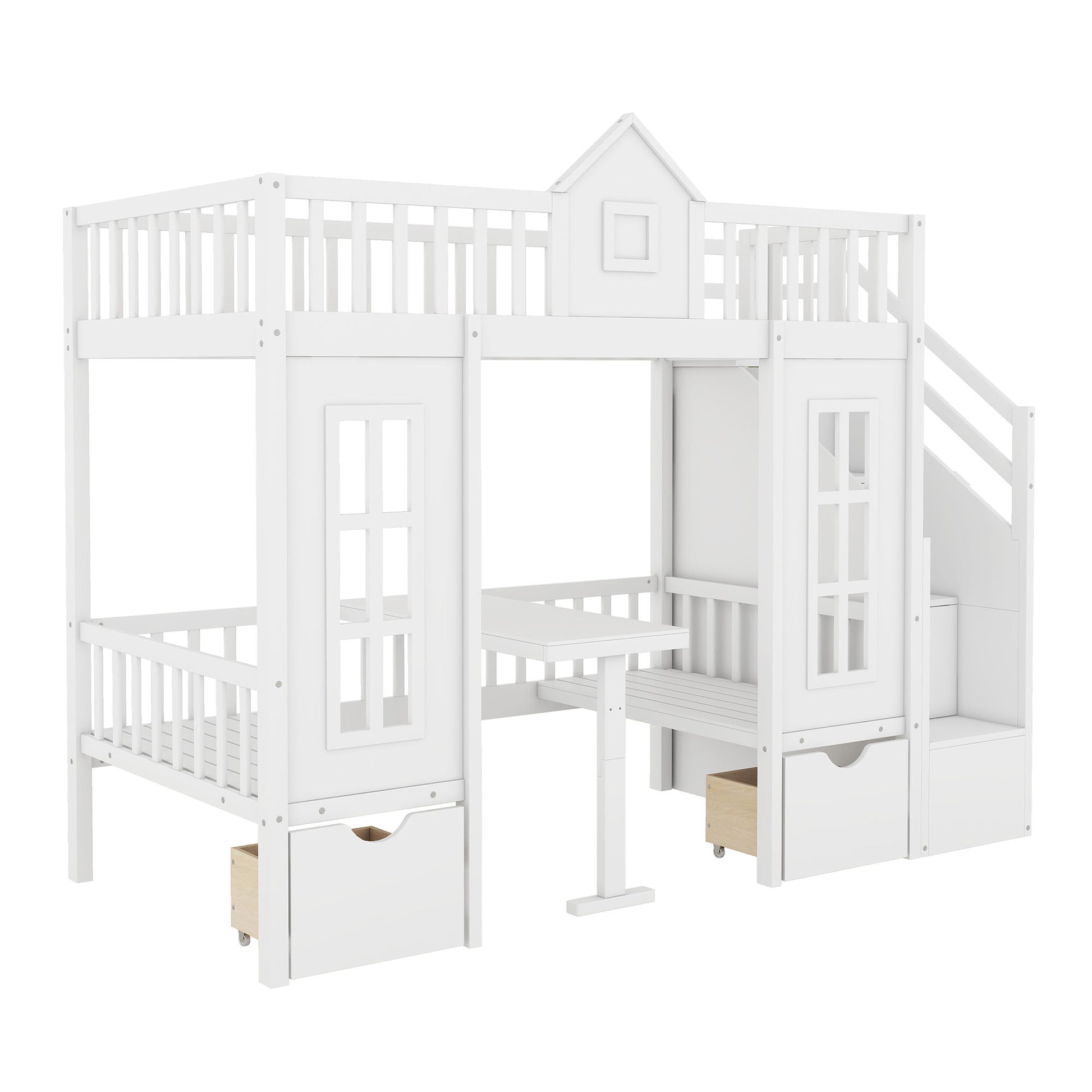 Twin Over Twin Bunk Bed With Changeable Table, Bunk Bed Turn Into Upper Bed And Down Desk - The Sleep Loft - Online Mattress Showroom NYC