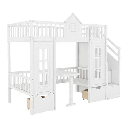 Twin Over Twin Bunk Bed With Changeable Table, Bunk Bed Turn Into Upper Bed And Down Desk - The Sleep Loft - Online Mattress Showroom NYC