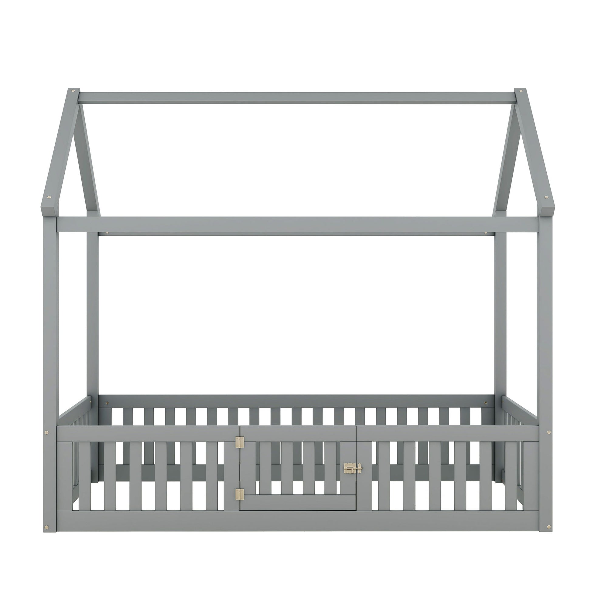 Wood House Bed With Fence And Door - The Sleep Loft - Online Mattress Showroom NYC